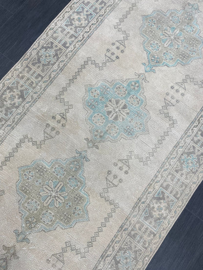 Muted Vintage Runner Rug 3.9 x 11.6 Vintage Persian Runner Rug  Hallway Runner Rug Turkish Runner Kitchen Runner Rug Antique Wool Runner