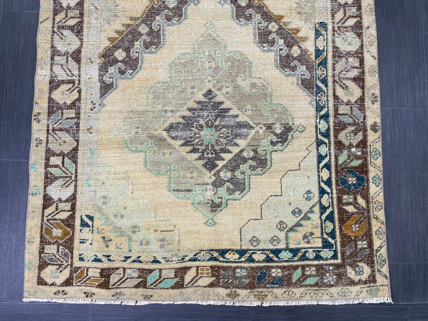 Muted Turkish 3.7 x 6.6 Rug Handmade Rug, Rustic Rug Hand Knotted Rug, Rug Runner, Turkish Rug, Farmhouse Rug, Vintage Rug, Wool rug