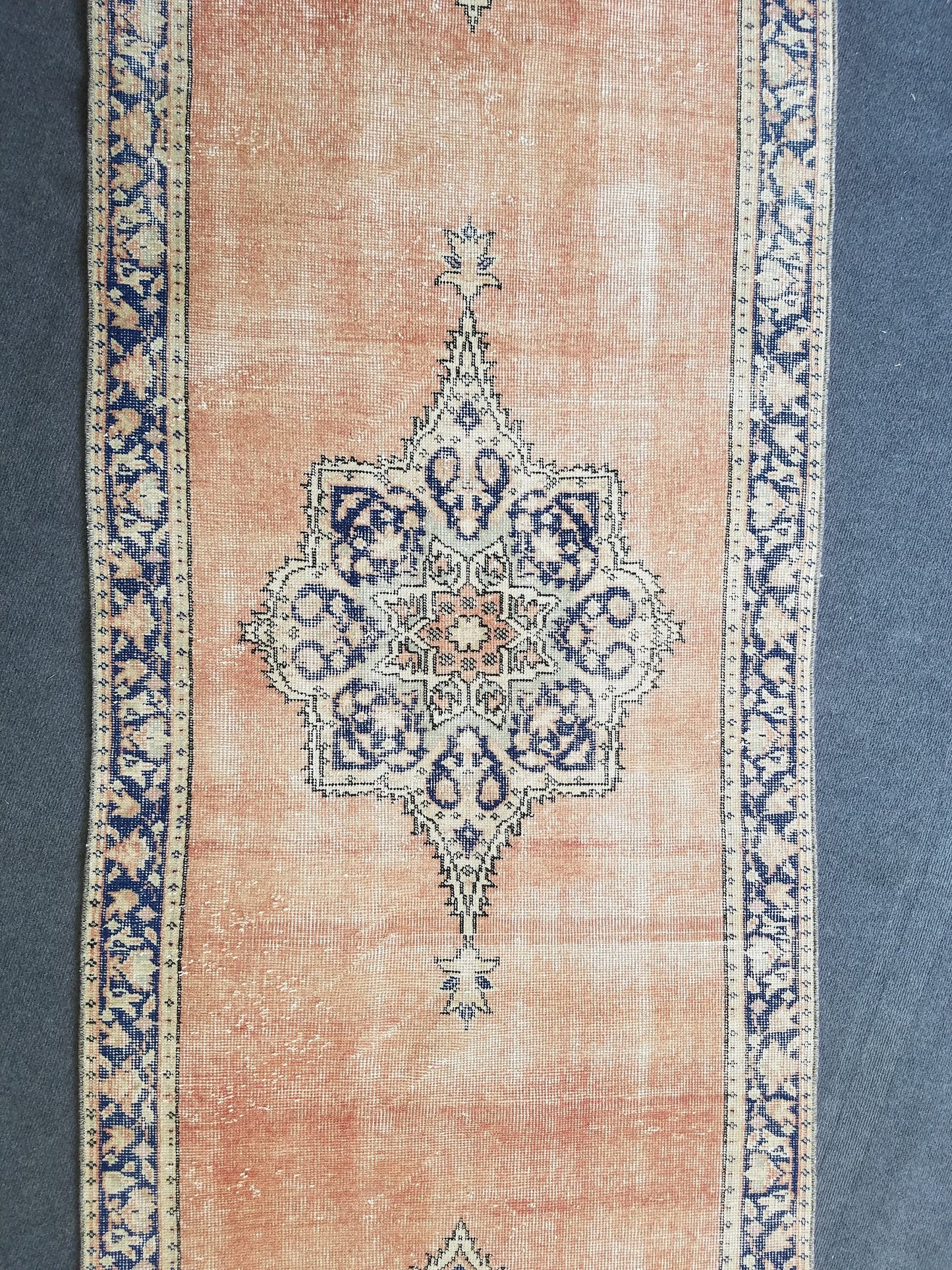 Vintage runner rug, oushak runner 3x11’7 turkish runner rug, kitchen runner