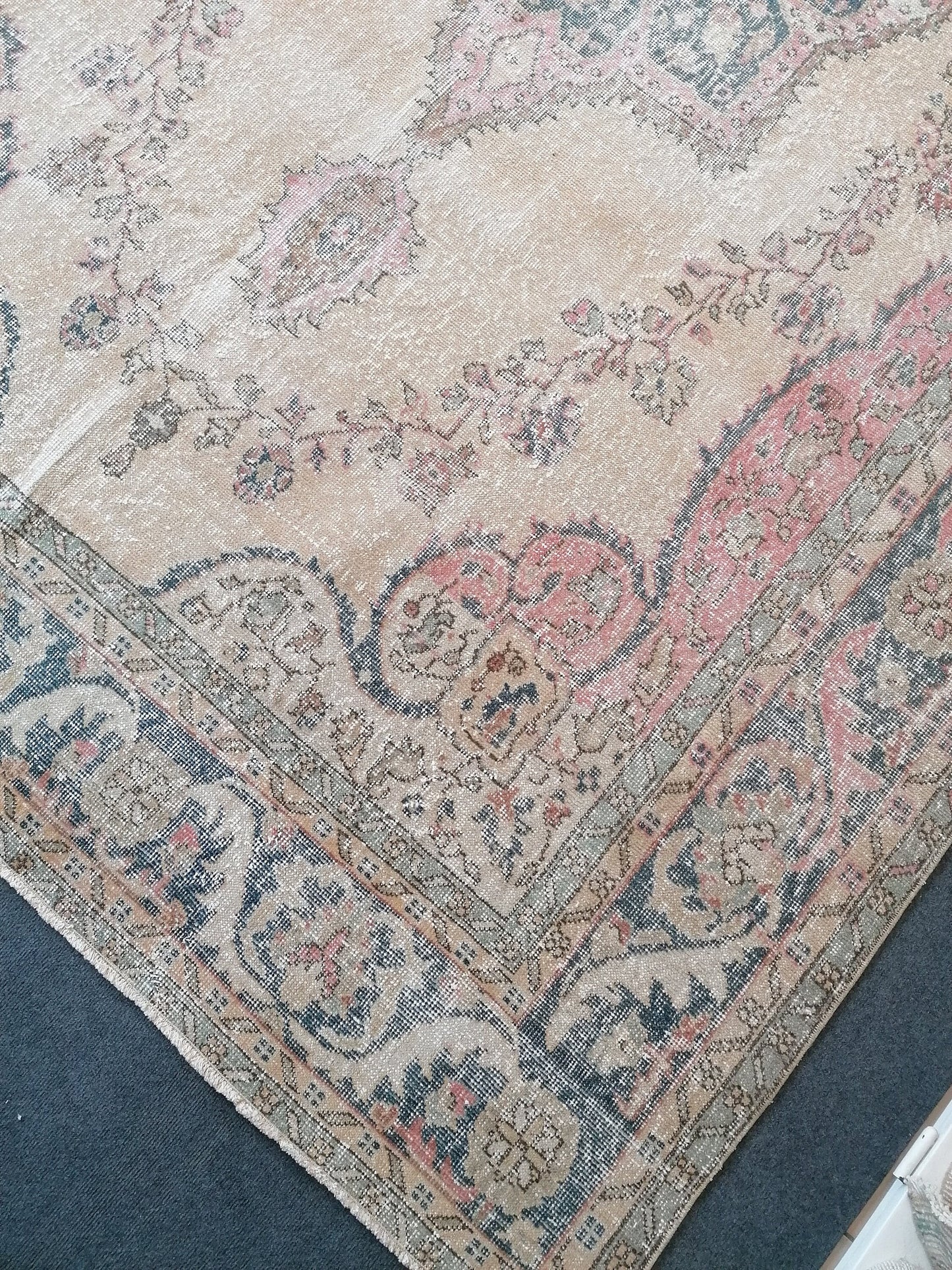 7.2 x 10.5 Oushak rug, vintage turkish rug, handmade rug, vintage anatolian rug