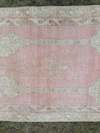 Turkish oushak wool rug, 3'2x5'7 vintage rug, vintage  hand made rug kitchen rug bohemian rug