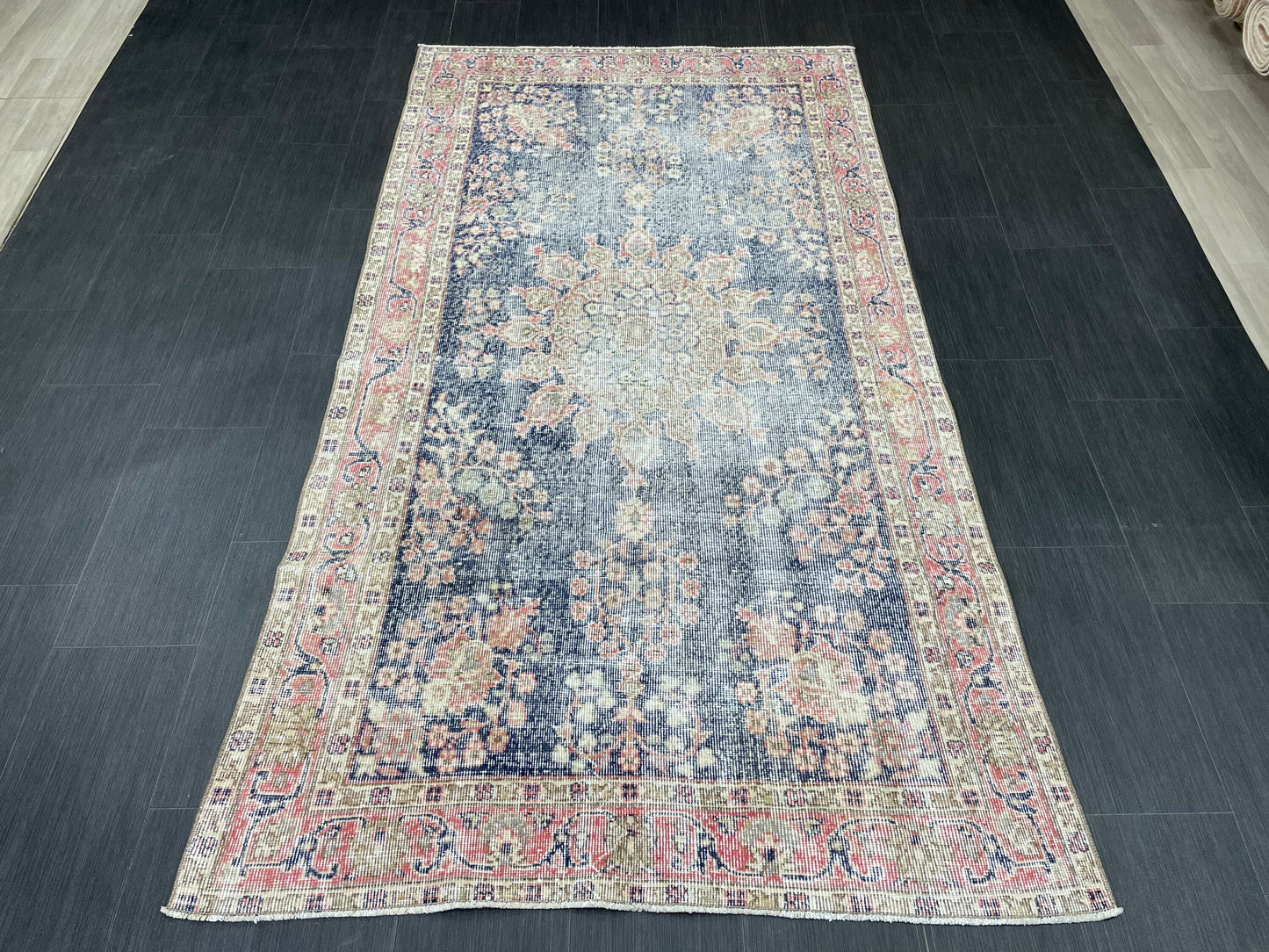 Vintage Rug TURKISH 4.3 x 8 Rug Handmade Rug Vintage Persian Rug Oushak Rug  Hand Knotted RugTurkish Rug Vintage Oushak Rug, Wool Rug