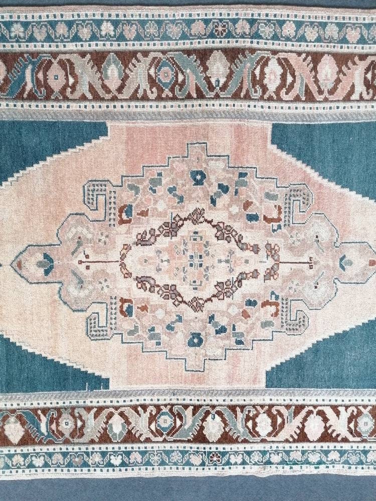 Oushak turkish wool rug 4'5x8'3 turkish handmade rug, vintage rug,kitchen rug, living room rug, bohemian rug