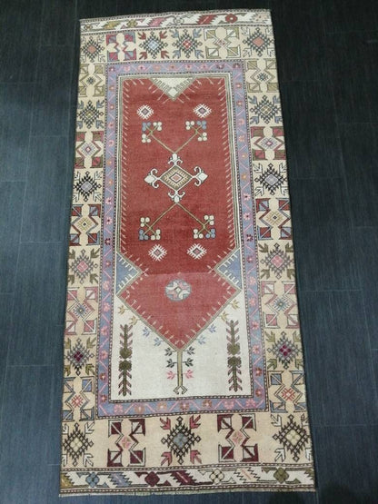 3 x 6.9 Oriental Runner Rug Muted Turkish Runner Rug Short Vintage Runner Rug Hallway Runner Rug Muted Runner Rug Wool Runner