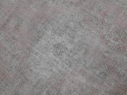WOOL Distressed RUG 6.5 x 10 Turkish Oushak Rug Large Vintage Rug Tint of Pink Vintage Hand Made Persian Rug Muted Vintage Turkish Rug 7x10