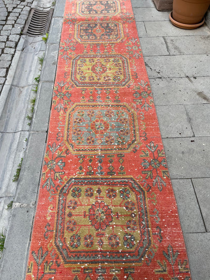Long Vintage Runner Stairs Runner Rug 2.6 x 22.3 Handmade Runner Rug XL Oriental Runner Rug Staircase Hand Knotted Runner rug