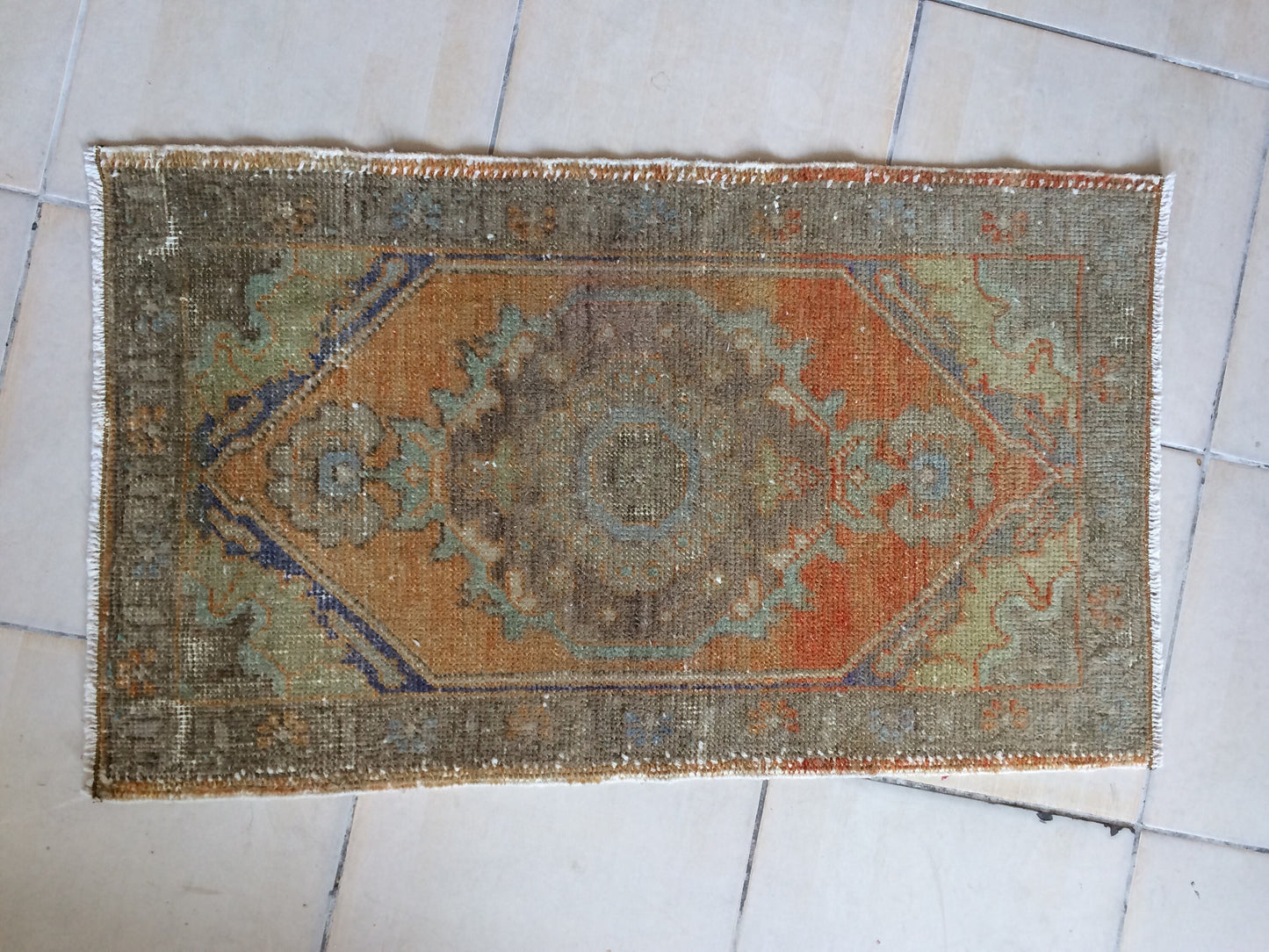 Mini Rug Small Area Rug Turkish Rug Oushak Rug Hand Made Rug Vintage Rug