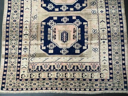 Vintage Rug, 5.7 x 9.7 Rug, Turkish Rugs, Hand Made Rug, Persian Rug  Turkish Rug, 5x10 Rug, Vintage Rug Pink and Navy Oriental Rug 6x10