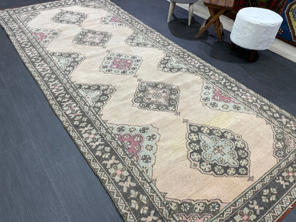 Antique Handmade Runner RUG 4.2 x 10 TURKISH Oushak Rug Vintage Runner Rug Vintage Runner Rug Wool Oushak Rug Handmade Rug Hand Knotted Rug