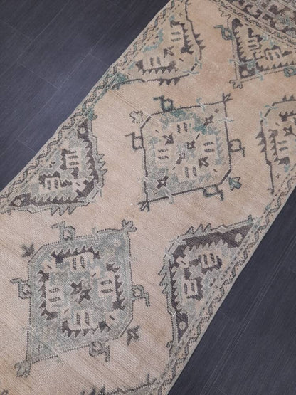 Vintage Runner 3 x 10.8 Rug Muted TURKISH Muted Runner Rug Vintage Oushak Runner Rug Vintage Runner Rug Wool Oriental Runner Handmade Runner