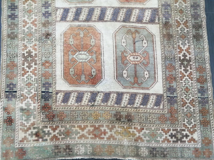 3.9 x 7 OUSHAK RUG TURKISH Oushak Rug Vintage Oushak Runner Rug 4x7 Vintage Runner Rug Wool Oushak Rug Hand Made Rugs Vintage Turkish Rug