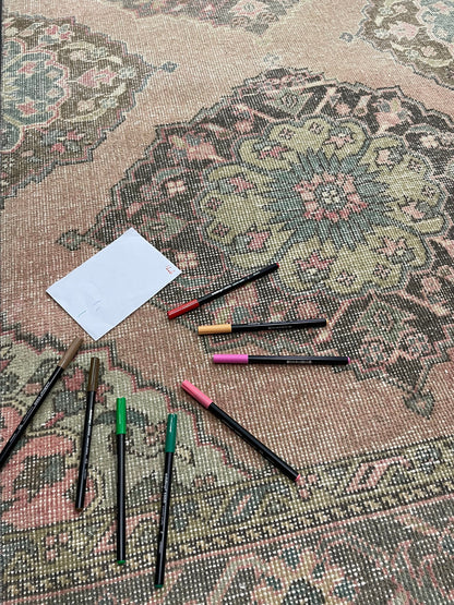 Distressed Runner Rug Muted Turkish Runner 3 x 13.2 Rug  Pink Vintage Runner Rug Hallway Runner Rug Muted Persian Runner Rug Wool Runner