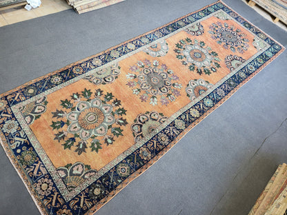 WOOL Oushak Runner Rug, Turkish 4.4 x 12.2 Runner Rug, Vintage Runner Rug, Hallway Runner Rug, Kitchen Runner Rug, Wool Runner Rug