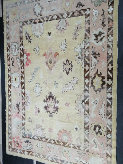 Vintage OUSHAK RUG, 12.6 x 8.6 Oushak Rug, Vintage Oushak Rug Wool Oushak Rug Hand Made Rugs, Authentic Oushak Rug