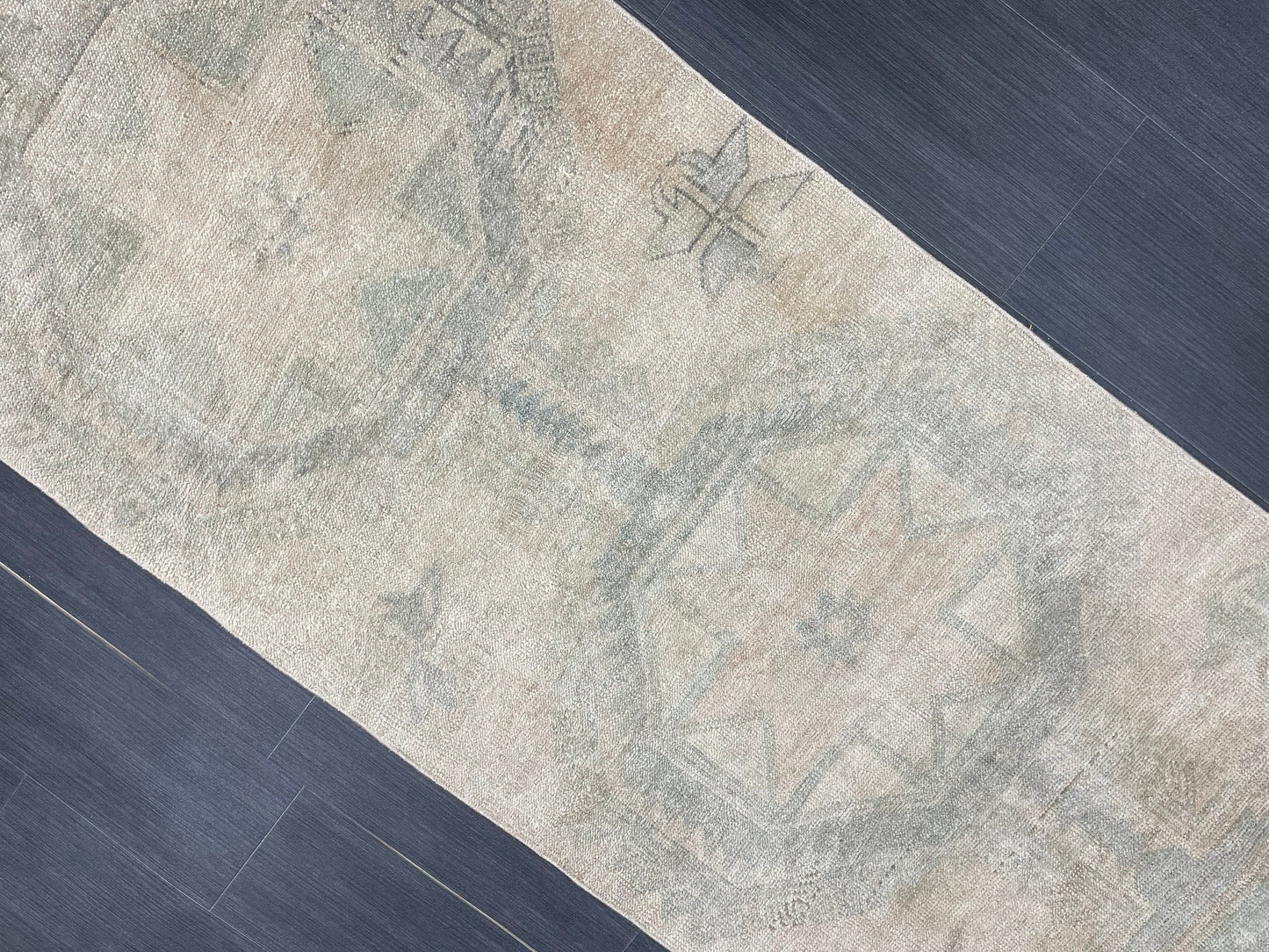 Muted Vintage Runner Rug 2.8 x 12.7 ft Muted Turkish runner rug Wool Pile Oushak Runner Hallway Rug runner Hand Knotted Star Runner Rug