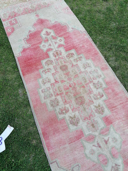 2'11x10'10 turkish runner wool rug, vintage runner rug, vintage oushak rug unique hand made rug kitchen rug bohemian rug