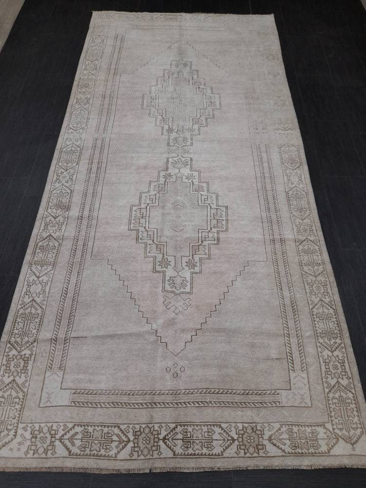 Muted Vintage RUG TURKISH Large Rug 5 x 10.8 Oushak Rug Vintage Oushak Rug Vintage Rug Muted Oushak Rug Hand Made Rug Vintage Neutral Rug