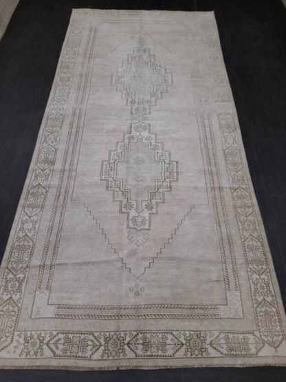 Muted Vintage RUG TURKISH Large Rug 5 x 10.8 Oushak Rug Vintage Oushak Rug Vintage Rug Muted Oushak Rug Hand Made Rug Vintage Neutral Rug