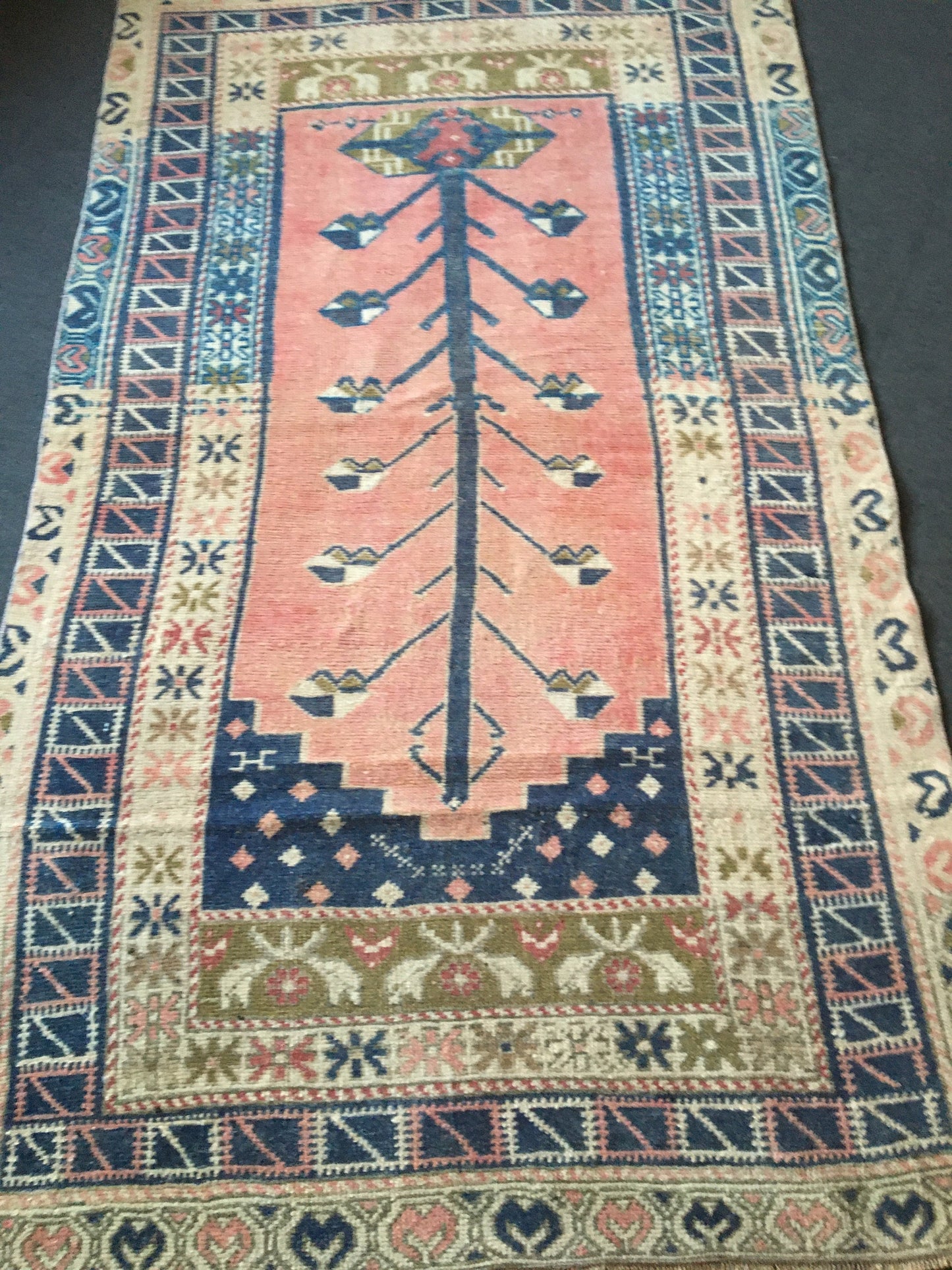 3.5x6 feet handmade turkish rug, vintage oushak bedroom rug, anatolian kitchen muted rug, etnique large laundry rug,large wool entryway rug