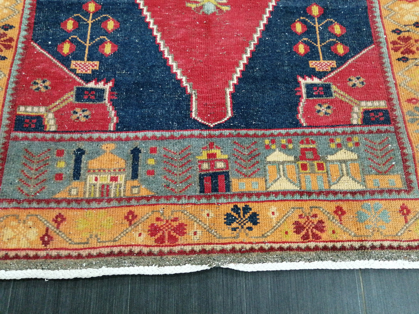 OUSHAK RUG 9 X 4.6 TURKISH Oushak Rug Blue Vintage Oushak Runner Rug Vintage Runner Rug Wool Oushak Rug Hand Made Rugs Vintage Turkish Rug