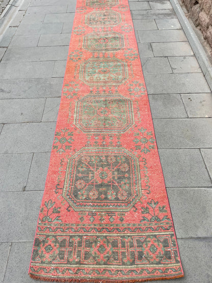 Vintage Hand Knotted 2.5 x 19 Extra Long Turkish Runner Very Long Stairs Runner Rug Vintage Runner Rug XL Oriental Runner Staircase Runner