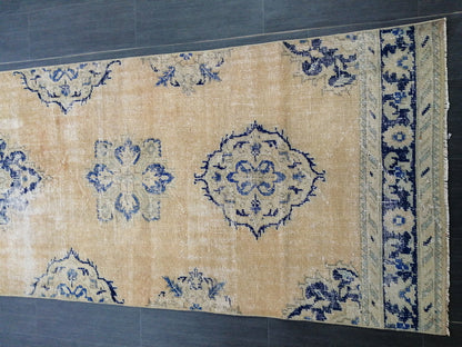 3 x 12  Blue Oushak Runner Rug Turkish Runner Rug Vintage Runner Rug Hallway Runner Rug Kitchen Runner Rug Wool Runner Rug Wool Oushak Rug