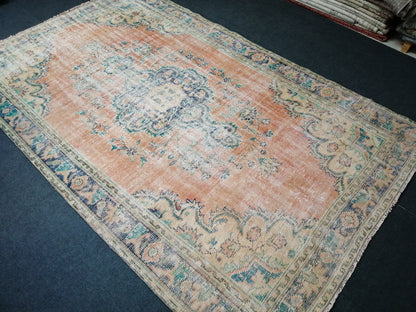 6 x 9.6 Large OUSHAK RUG TURKISH Oushak Rug Vintage Oushak Runner Rug 6 by 10 Muted Vintage Rug Wool Oushak Rug Hand Made Rugs