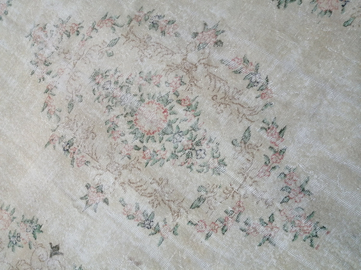 7x10 OUSHAK RUG TURKISH Muted Rug Vintage Distressed Oriental Rug Vintage Persian Rug Wool Floral Rug Hand Made Rug Vintage Turkish Rug