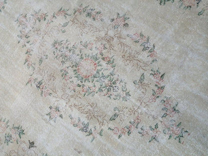 7x10 OUSHAK RUG TURKISH Muted Rug Vintage Distressed Oriental Rug Vintage Persian Rug Wool Floral Rug Hand Made Rug Vintage Turkish Rug