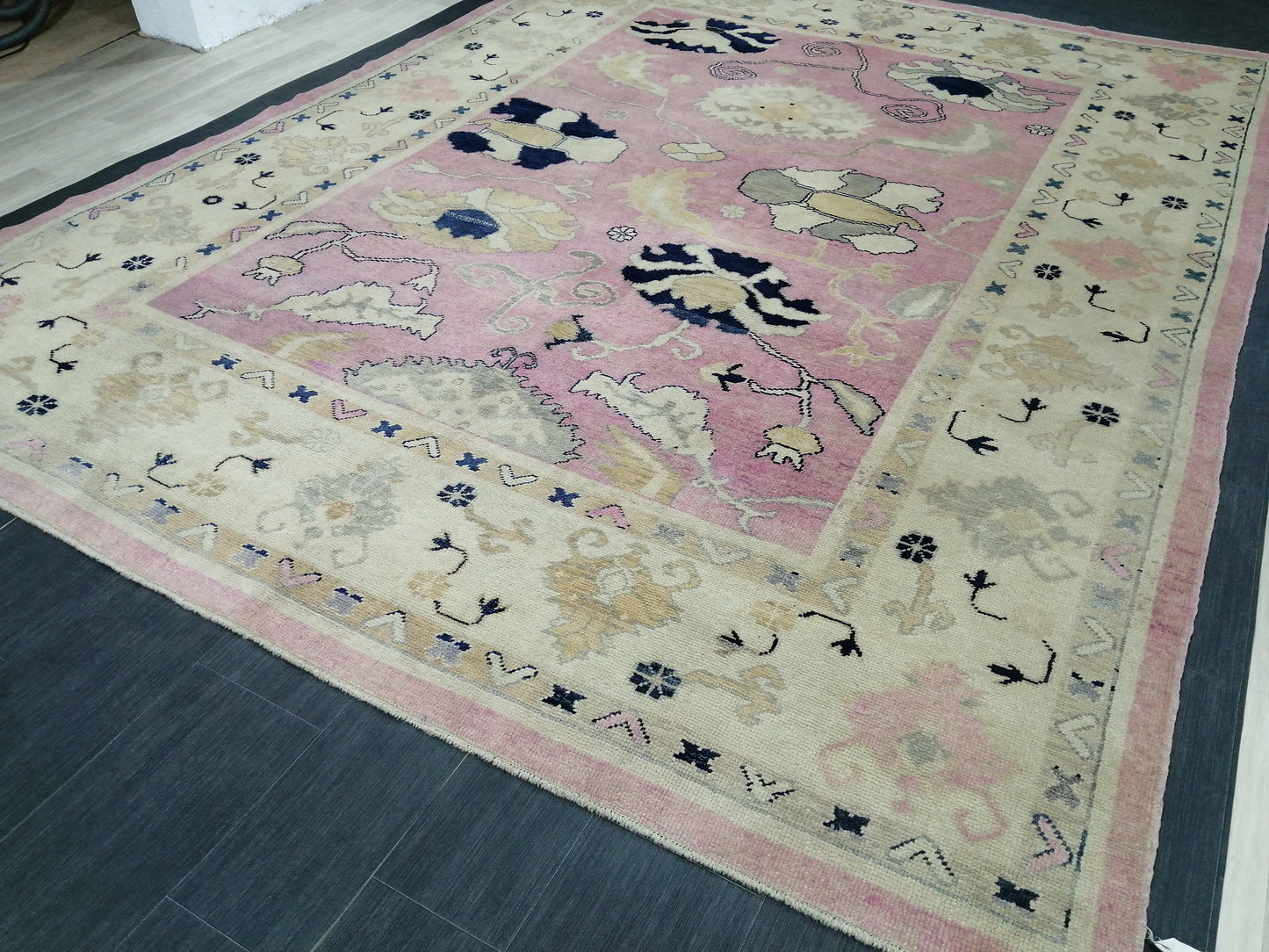 9x11.8 OUSHAK RUG, TURKISH Oushak Rug, Vintage Oushak  Rug, Rug, Wool Vintage Rug Hand Made Rugs, Made In Turkey Oushak Rug, 9x12 high Pile