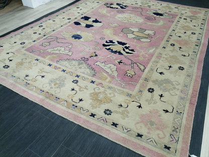 9x11.8 OUSHAK RUG, TURKISH Oushak Rug, Vintage Oushak  Rug, Rug, Wool Vintage Rug Hand Made Rugs, Made In Turkey Oushak Rug, 9x12 high Pile