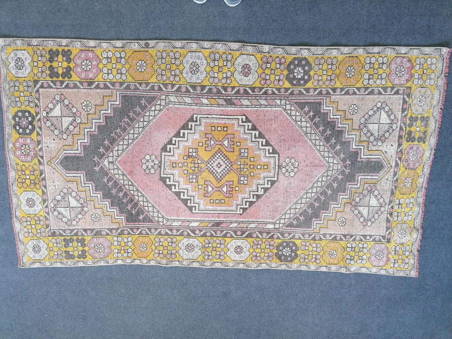 6'9x3'8 vintage turkish rug,oushak vintage rug,kitchen rug,vintage anatolian bohemian rug