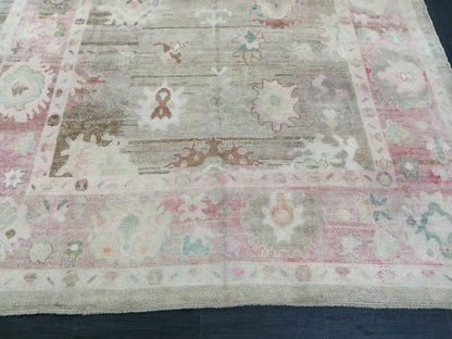 9x13 Muted Large OUSHAK RUG, TURKISH Oushak Rug, Vintage Oushak  Rug, Wool Oushak Rug Hand Made Rugs, Made In Turkey Oushak Rug