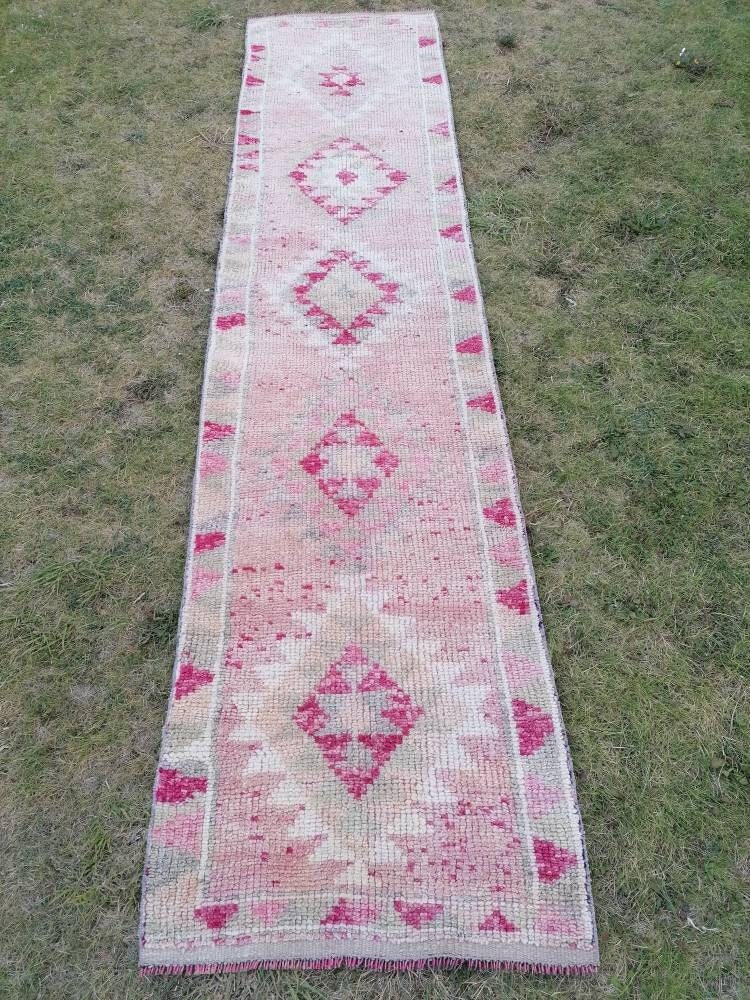 Vintage turkish runner rug, hallway runner rug, vintage runner rug 2'7x11'6 turkish hand made wool rug, kitchen rug, hallway runner rug,