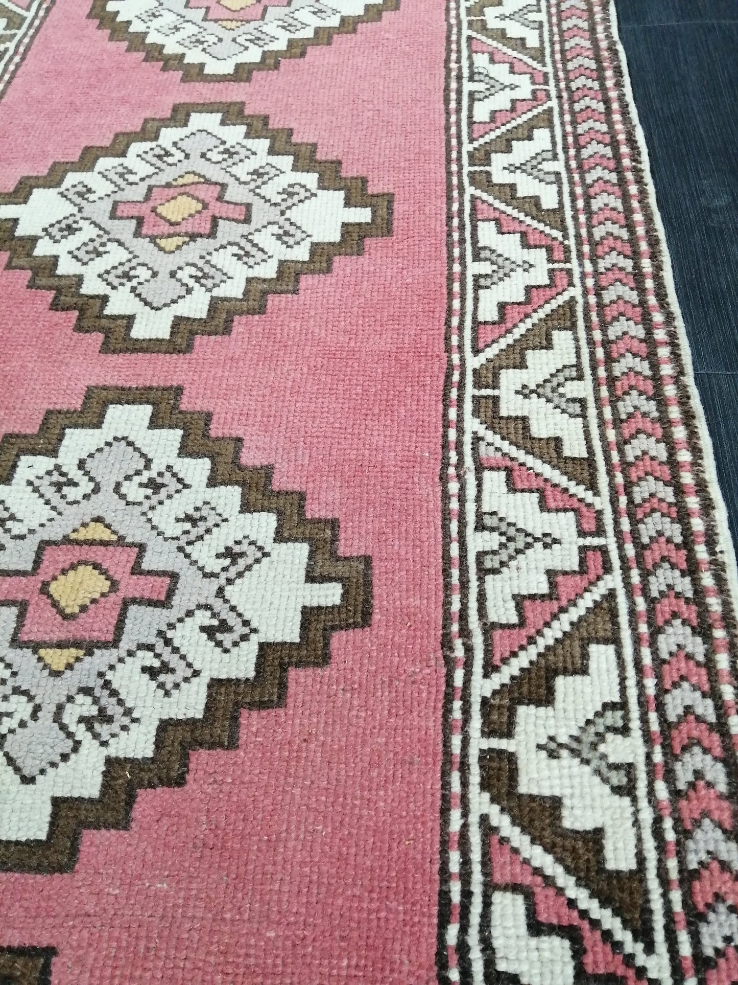 Pink Oushak Runner Rug 12.6 x 2.7 Vintage Runner Rug Wool Vintage Runner Hallway Runner Rug Kitchen Runner Rug New Hand Knotted Rug