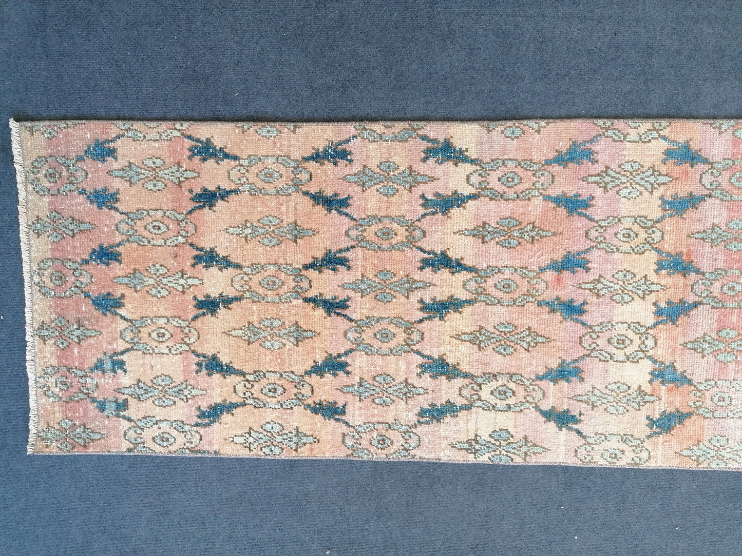 2.3x13.3 feet turkish runner rug, vintage oushak runner rug, kitchen runner rug, hallway runner rug, handmade overlong runner,laundry runner