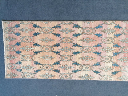 2.3x13.3 feet turkish runner rug, vintage oushak runner rug, kitchen runner rug, hallway runner rug, handmade overlong runner,laundry runner