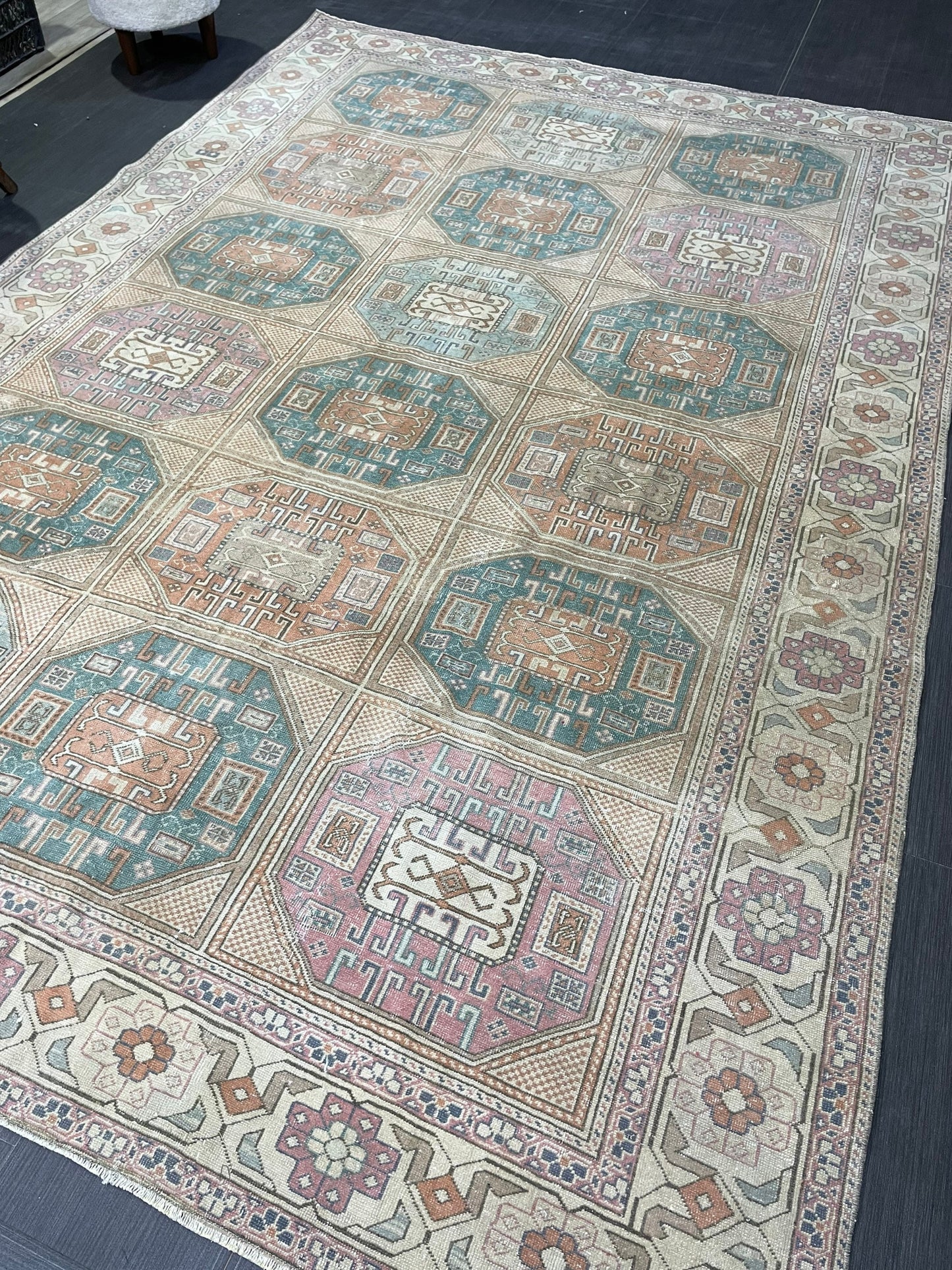 Antique Persian RUG, Turkish Oushak 6.5 x 9.6 Rug, Vintage Rug, Vintage Rug, Wool Muted Fine Knotted Rug, Handmade Rug,