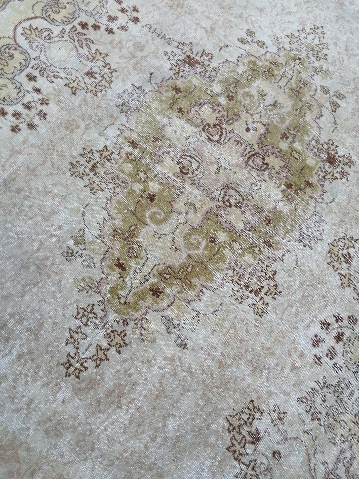 Vintage RUG TURKISH Muted 8.4 x 12.3 Oushak Rug Vintage Oriental Rug Vintage Large Rug Wool Antique Rug Hand Made Rugs Vintage Green Rug