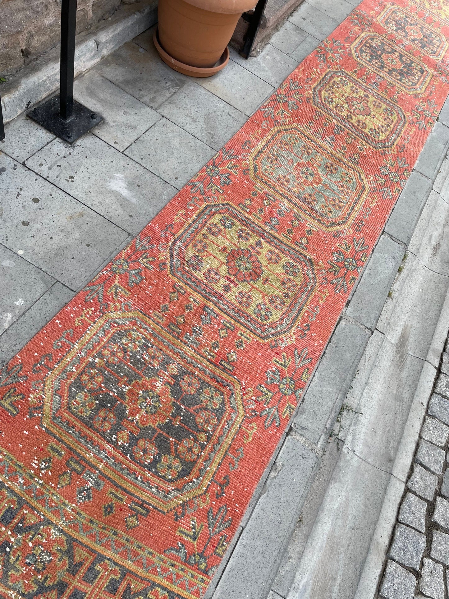 Long Vintage Runner Stairs Runner Rug 2.6 x 22.3 Handmade Runner Rug XL Oriental Runner Rug Staircase Hand Knotted Runner rug
