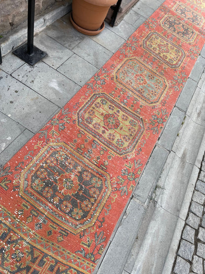 Long Vintage Runner Stairs Runner Rug 2.6 x 22.3 Handmade Runner Rug XL Oriental Runner Rug Staircase Hand Knotted Runner rug