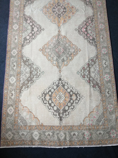 5 x 12.6 OUSHAK RUG TURKISH Muted Runner Rug Vintage Oushak Runner Rug Vintage Runner Rug Wool Oushak Rug Hand Made Rugs Vintage Turkish Rug