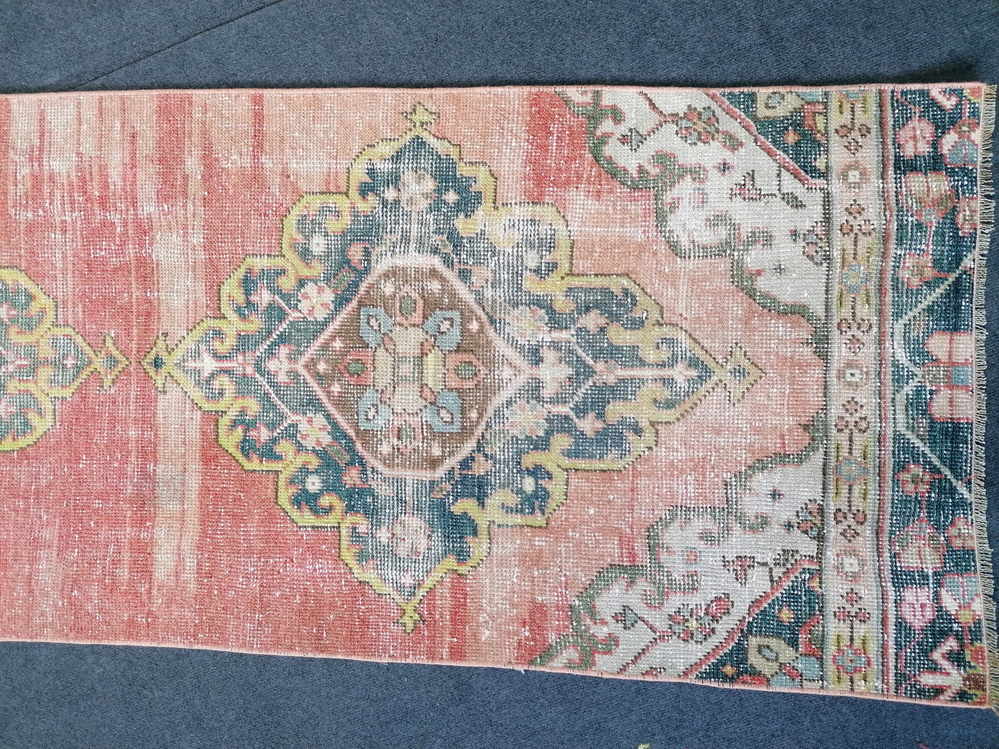 10'4x2'6 0ushak turkish runner rug,vintage rug,kitchen runner rug,vintage anatolian hand made rug