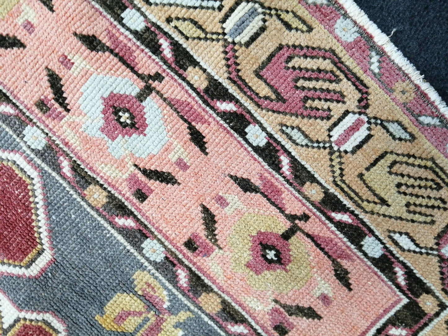 3.4 x 9.9 Vintage Oushak Runner Rug Turkish Runner Rug Vintage Runner Rug Hallway Runner Rug Kitchen Runner Rug Wool Runner Rug