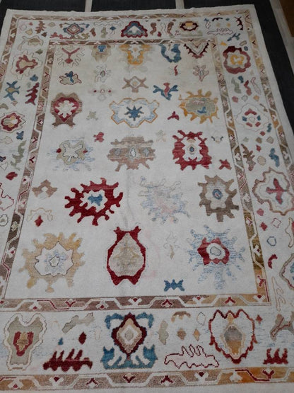 9x12 OUSHAK RUG Authentic TURKISH Oushak Rug Vintage Oushak Rug Wool Oriental Rug Hand Made Rug Hand Knotted Rug Made In Turkey Natural Dyes