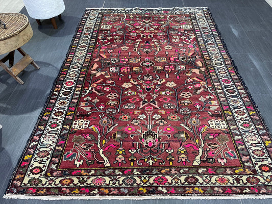 Persian RUG, Fine Hand Knotted 4.6 x 6.9 Rug, Turkish Vintage Oriental Rug, Vintage Rug, Fine Knotted Antique Rug, Wool Living room Rug,
