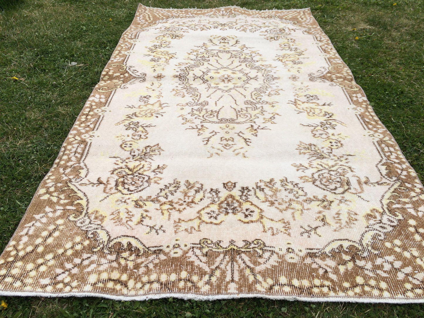 VINTAGE RUGS, TURKISH Rugs, Antique Rug, Oushak antique Rug, Hand woven Rug, Weaving Rug, Muted Rug, Kitchen Rug, Eclectic rug, Wool Rugs