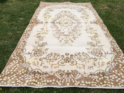 VINTAGE RUGS, TURKISH Rugs, Antique Rug, Oushak antique Rug, Hand woven Rug, Weaving Rug, Muted Rug, Kitchen Rug, Eclectic rug, Wool Rugs