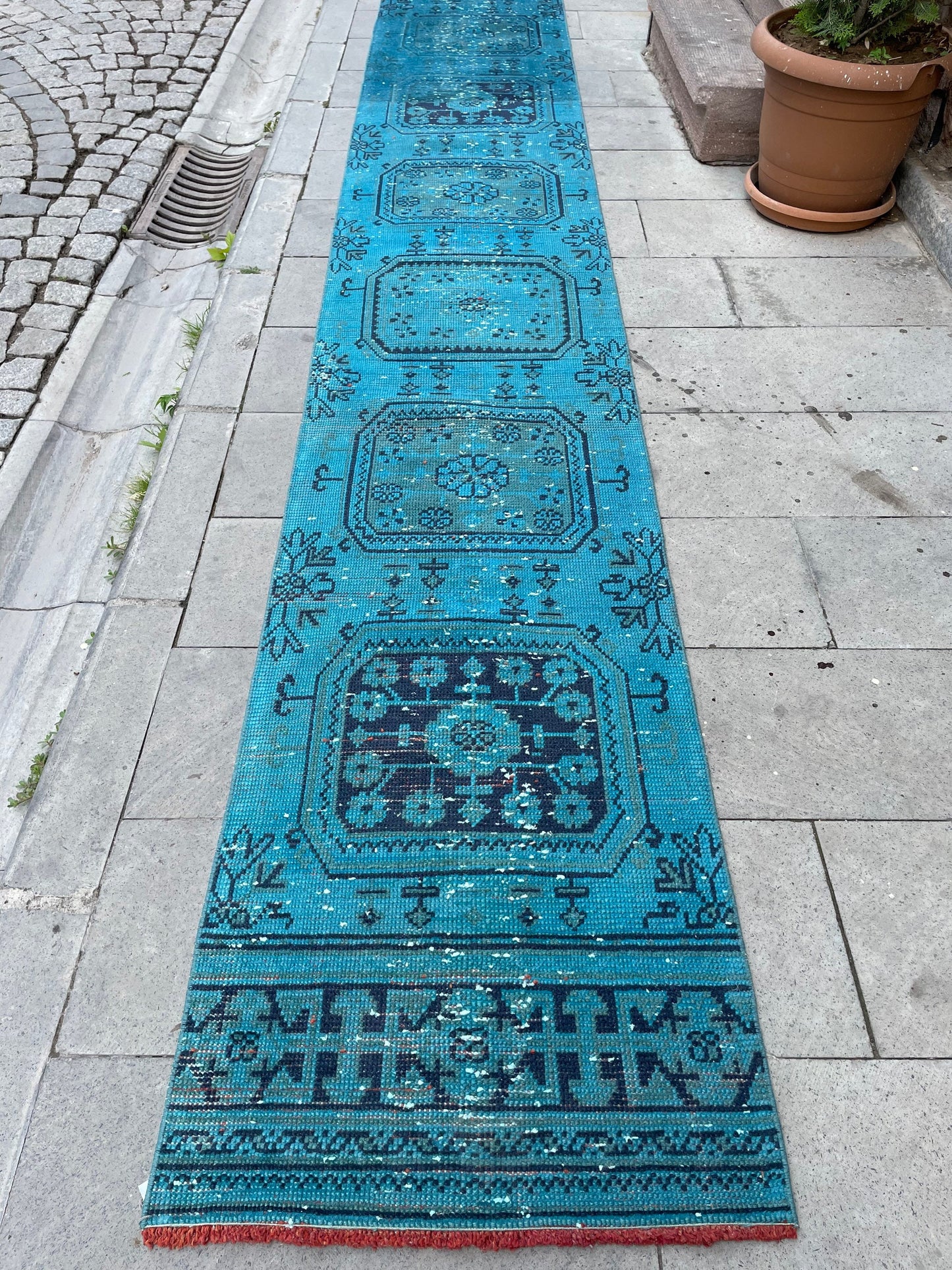 Extra Long Runner Rug Overdyed TURKISH 2 x 19.4 Runner Vintage Runner Rug Vintage XL Oriental Runner Rug Staircase Runner rug