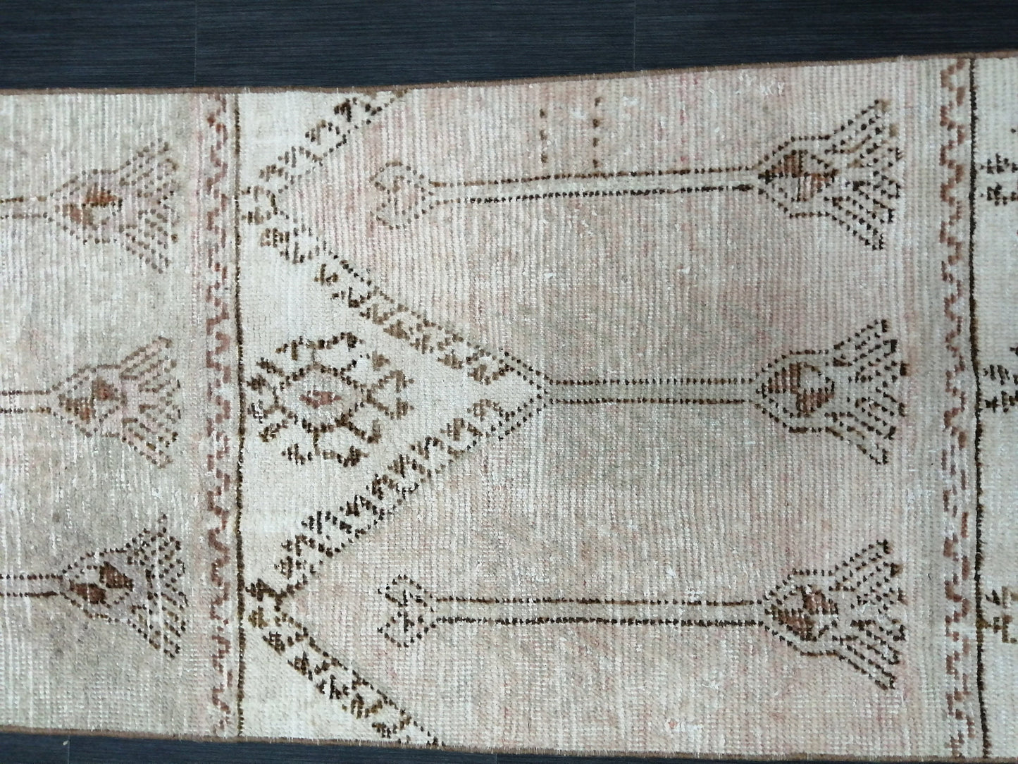 MUTED Oushak Runner Rug 2.4 x  11.6 Vintage Runner Rug Hallway Runner Rug Kitchen Runner Rug Wool Runner Rug Wool Oushak Turkish Runner Rug